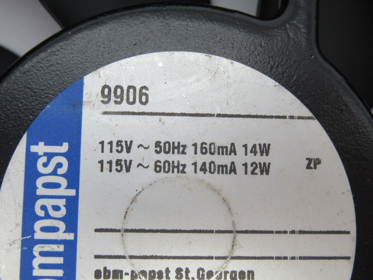 Ebmpapst 9906 AC Axial Compact Fan 115VAC 50/60Hz 160/140mA 14/12W USED