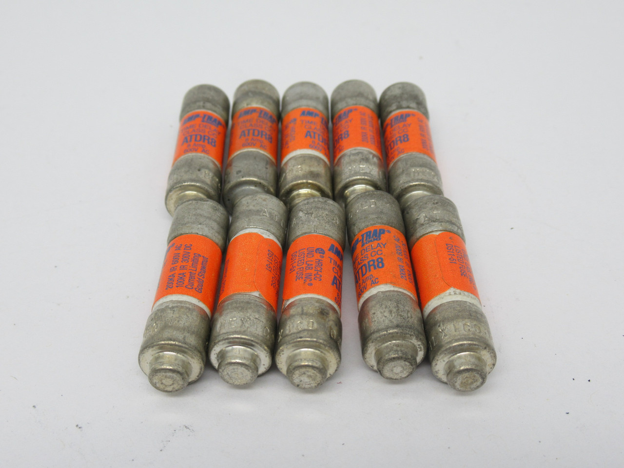 Gould Shawmut ATDR8 Amp-Trap 2000 Time Delay Fuse 8A 600VAC LOT OF 10 USED
