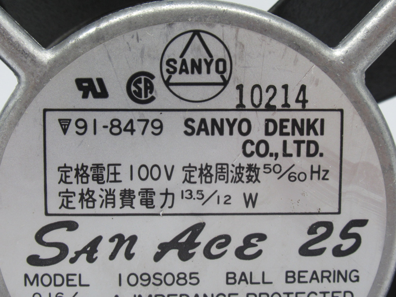Sanyo Denki 109S085 San Ace 25 Cooling Fan 100V 50/60Hz 13.5/12W USED