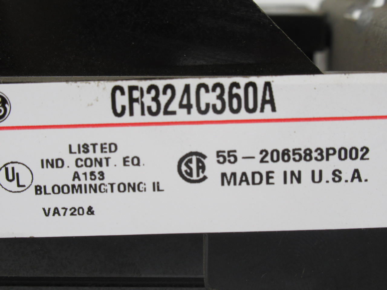 General Electric CR324C360A Magnetic Block Overload Relay 27A 1NO-1NC USED