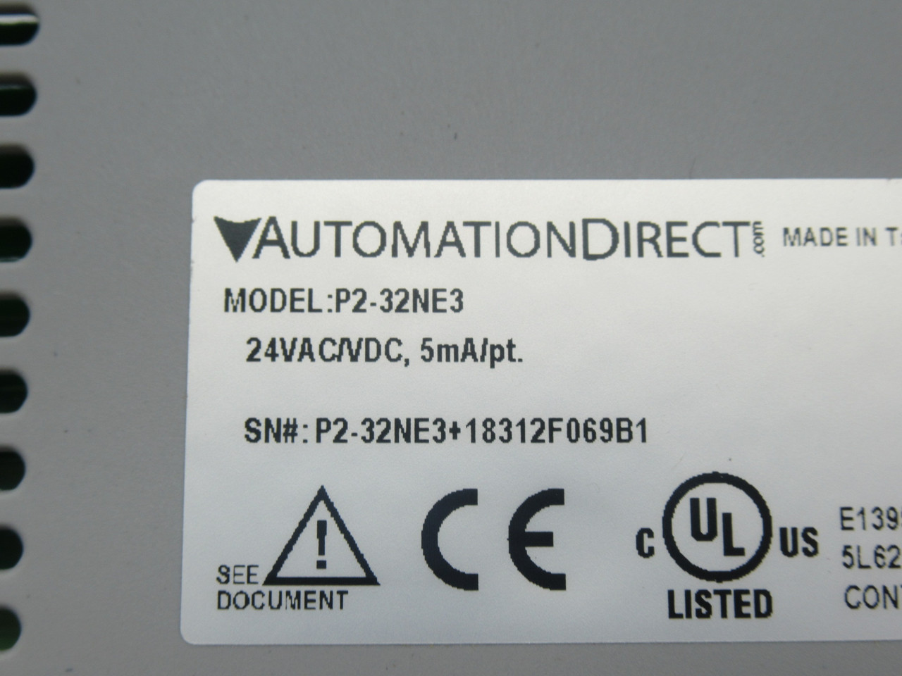 Automation Direct P2-32NE3 Input Module 32 Point 24VAC/DC 5mA USED