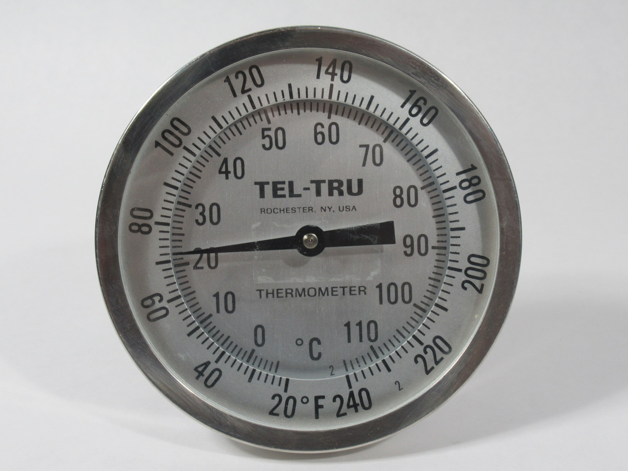 Tel-Tru 20-240F Adjustable Angle Thermometer 20-240F 5" Dial 3" Stem USED