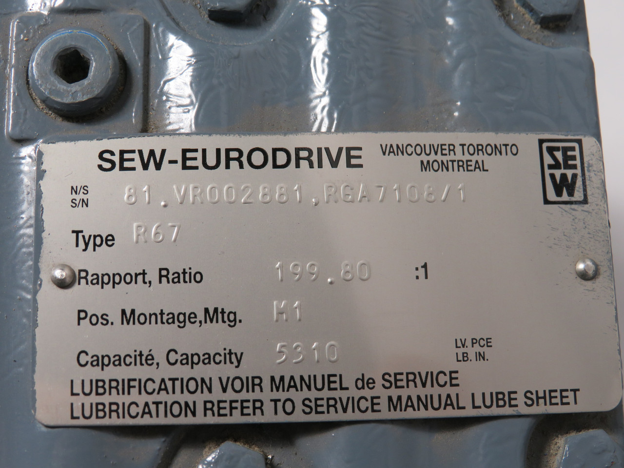 Sew-Eurodrive AC Gearmotor 199.80:1 0.5HP C/W Hubner Tachometer SHELF WEAR NOP