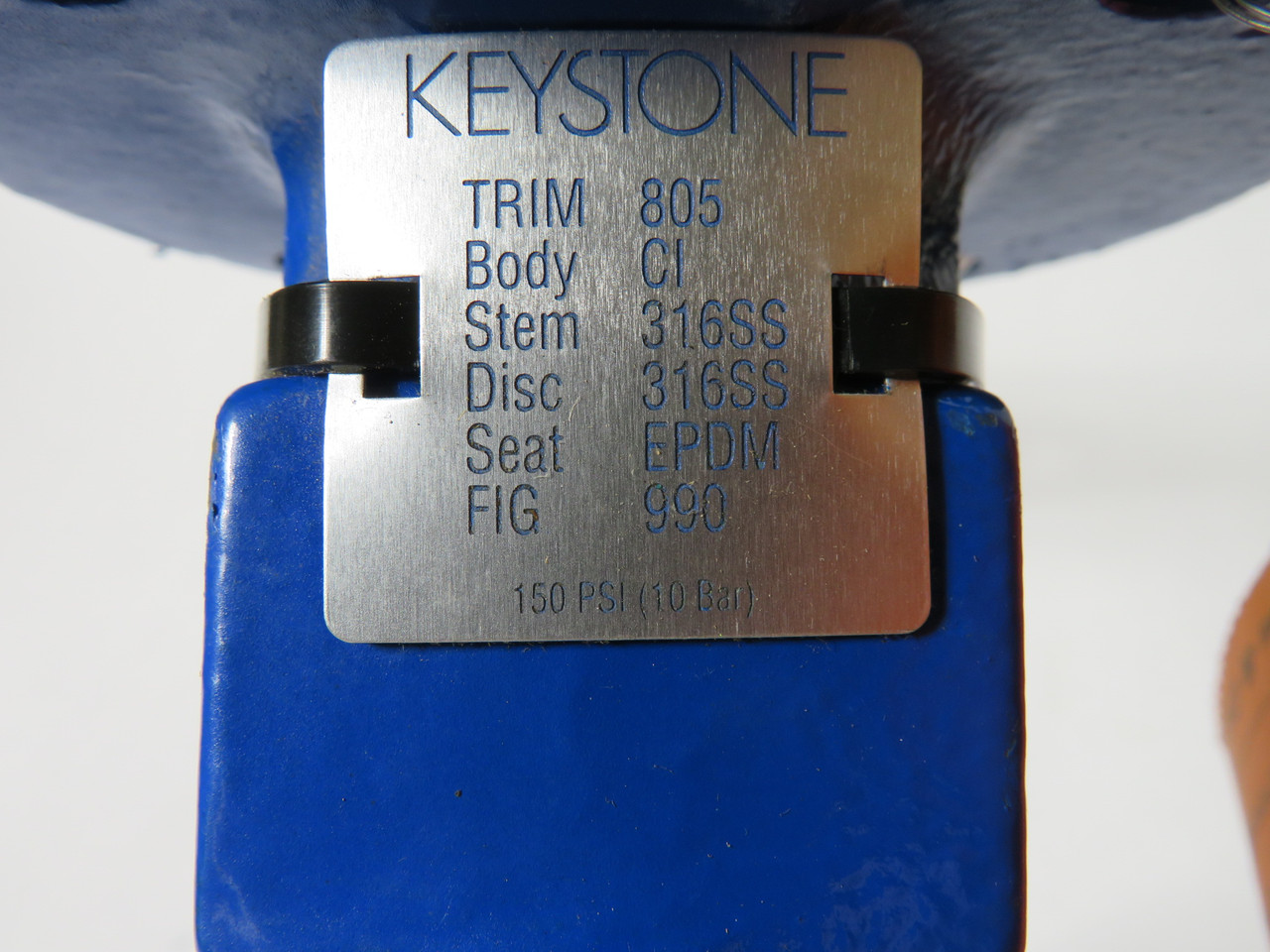 Keystone 805-703-040-990-024 Butterfly Valve DN100 4" C/W Handle SHELF WEAR NOP
