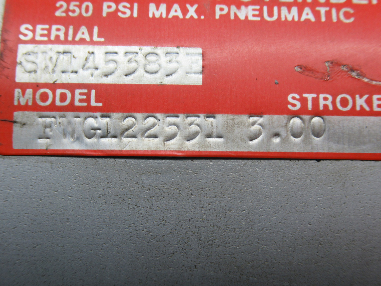 Schrader Bellows FWG122531 Heavy Duty Cylinder 3" Stroke COS DMG USED