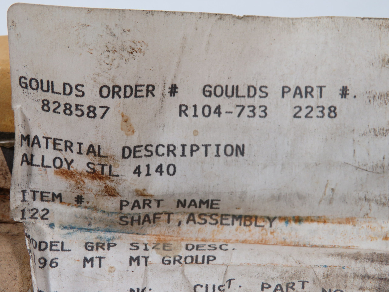 Goulds Pumps R104-733-2238 Shaft Assembly for 3196MT Pump SHELF WEAR NEW