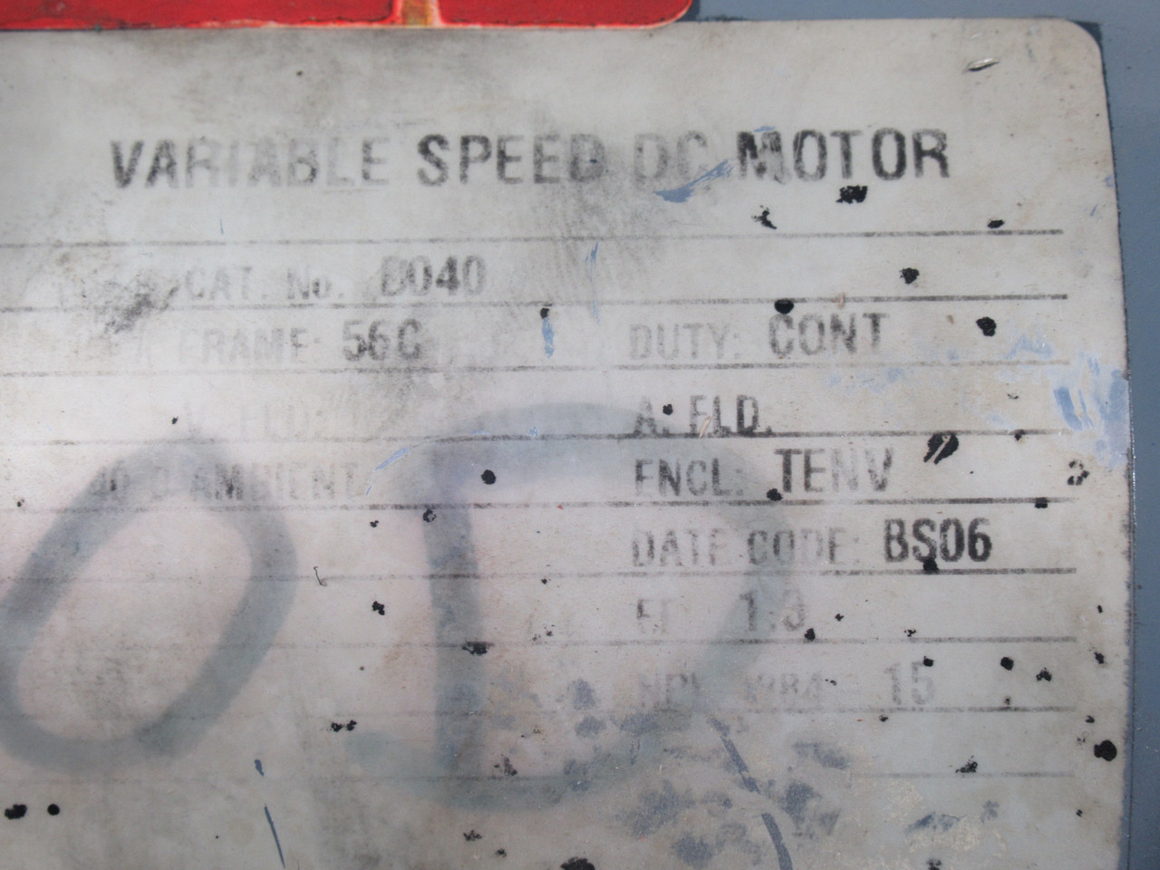Magnetek D040 1/3HP 1725RPM Varm 90V 56C TENV Aarm 3.5A USED