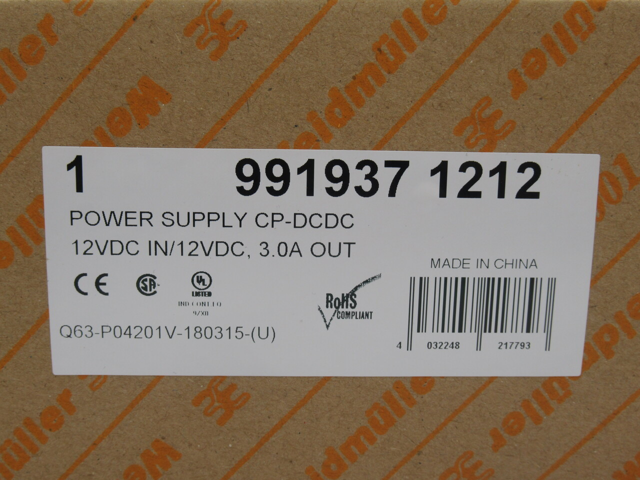 Weidmuller CP-DCDC-50W-12V-3A Power Supply 12VDC In/Out 3A *SEALED* NEW