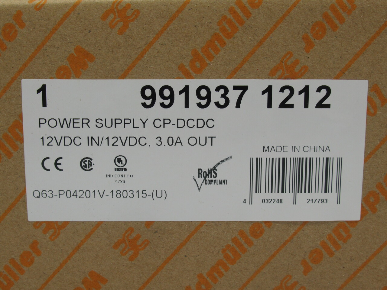 Weidmuller CP-DCDC-50W-12V-3A Power Supply 12VDC In/Out 3A *BOX DMG/SEALED* NEW