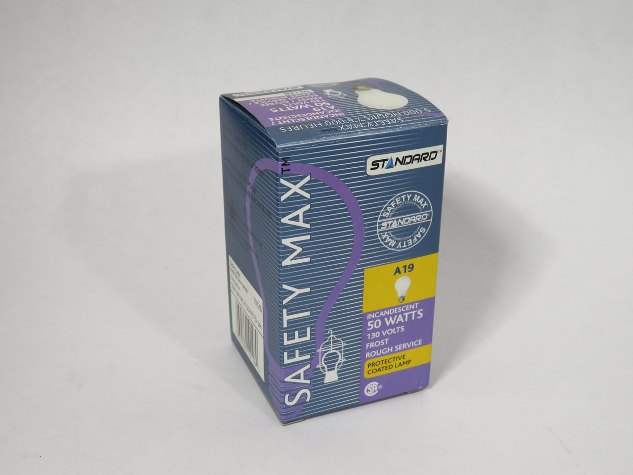 Standard 10128 Incandescent Lamp 50W 130V E26 Base A19 Shape 6Pk BOX DAMAGE NEW