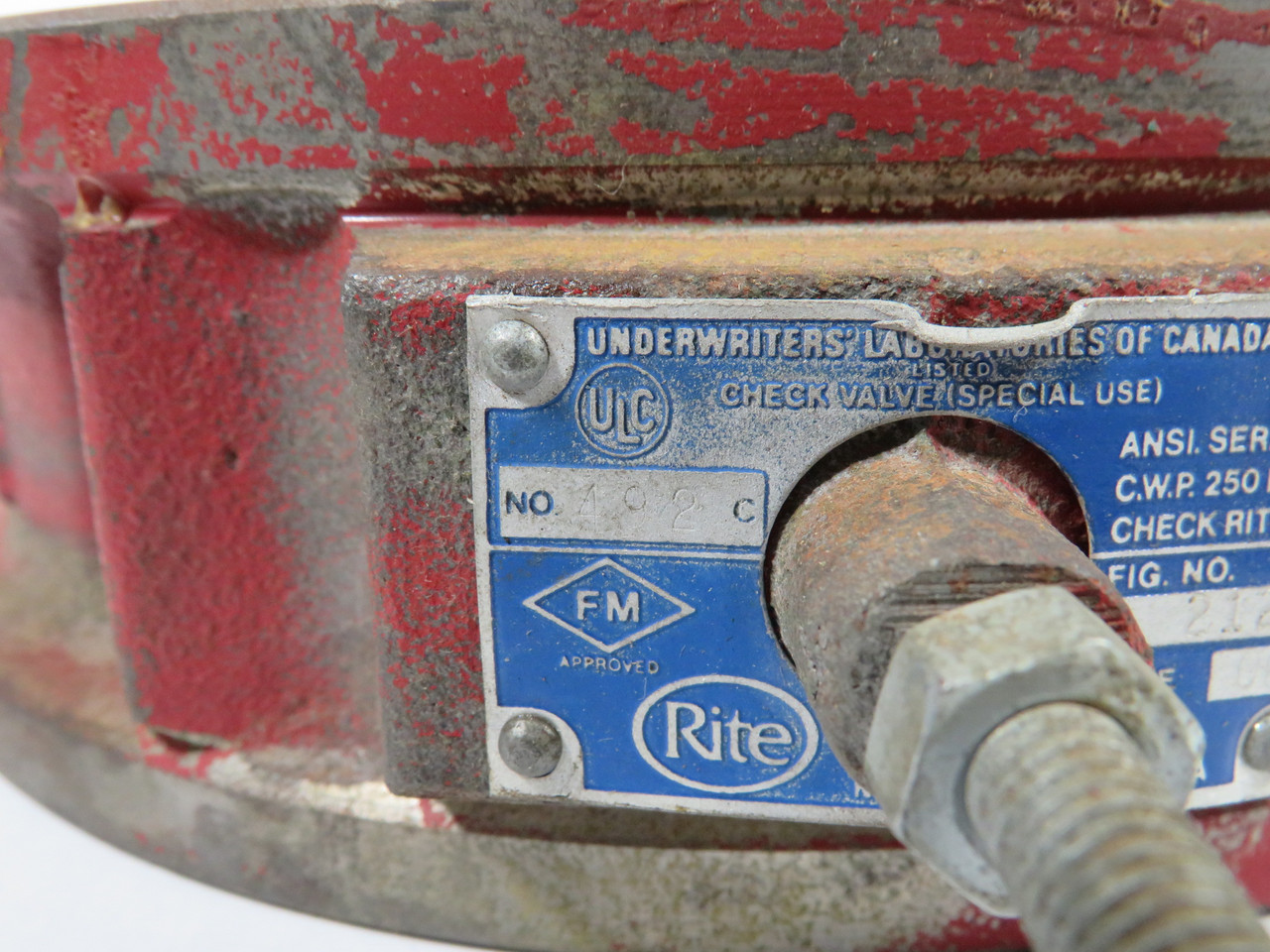 Ritepro 212-6" Wafer Check Valve 6" 250 psi C/W Eyelet Bolt RUST USED