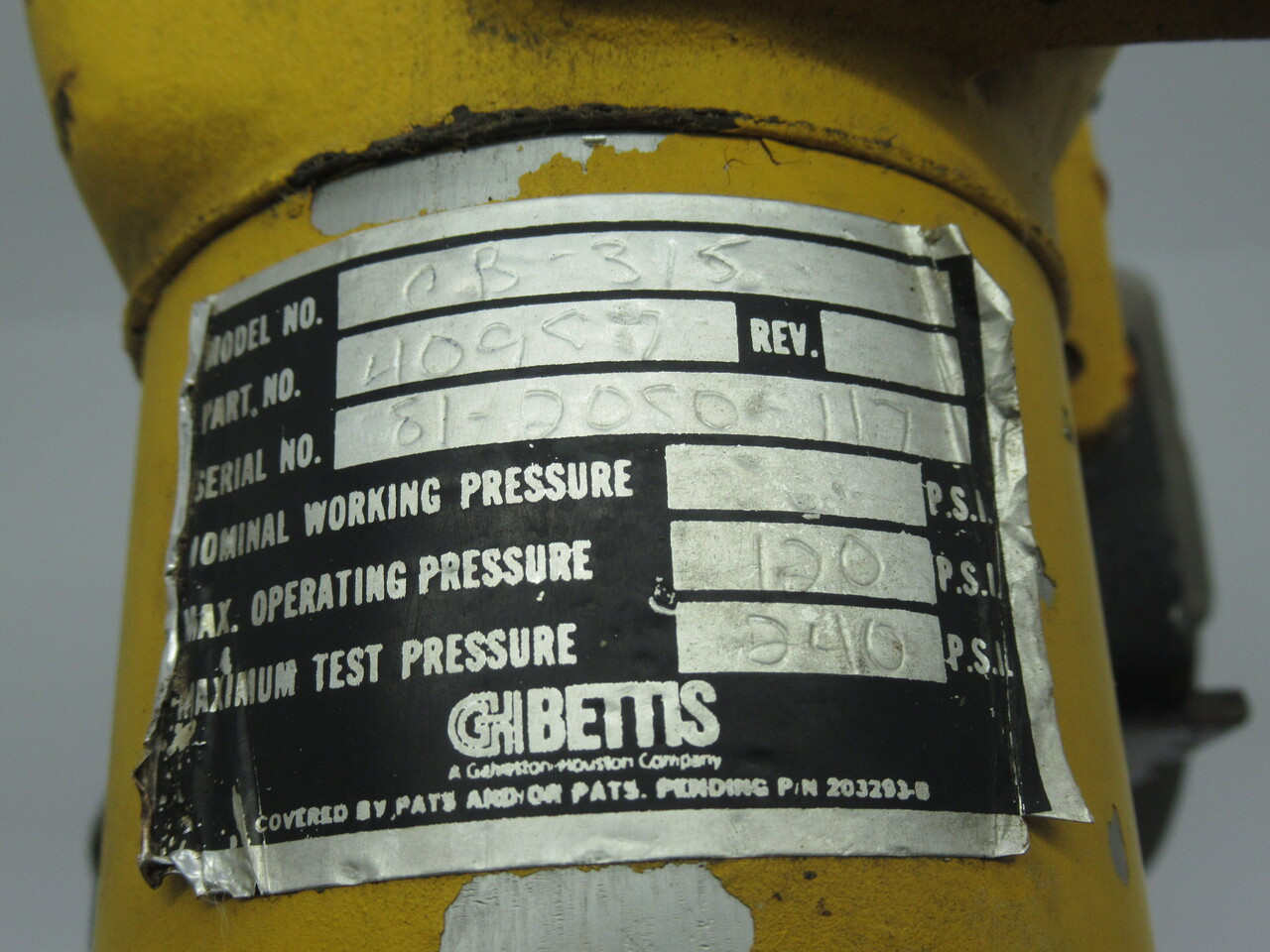 GH Bettis 40987 CB315 Pneumatic Actuator Assembly 120 psi USED