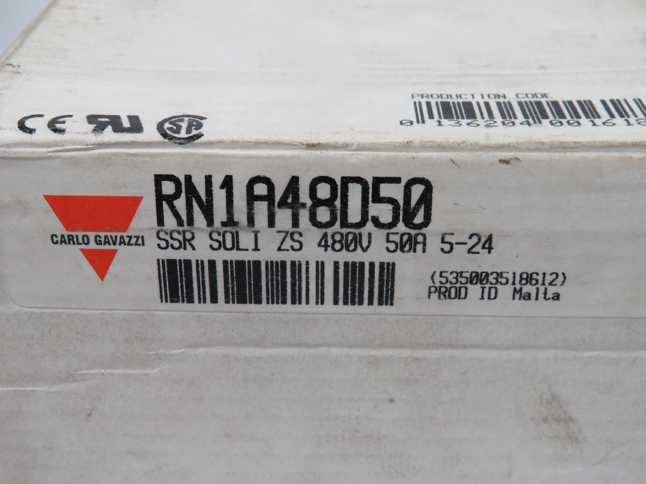 Carlo Gavazzi RN1A48D50 Solid State Relay Contactor 480V 5-32VDC 50A NEW