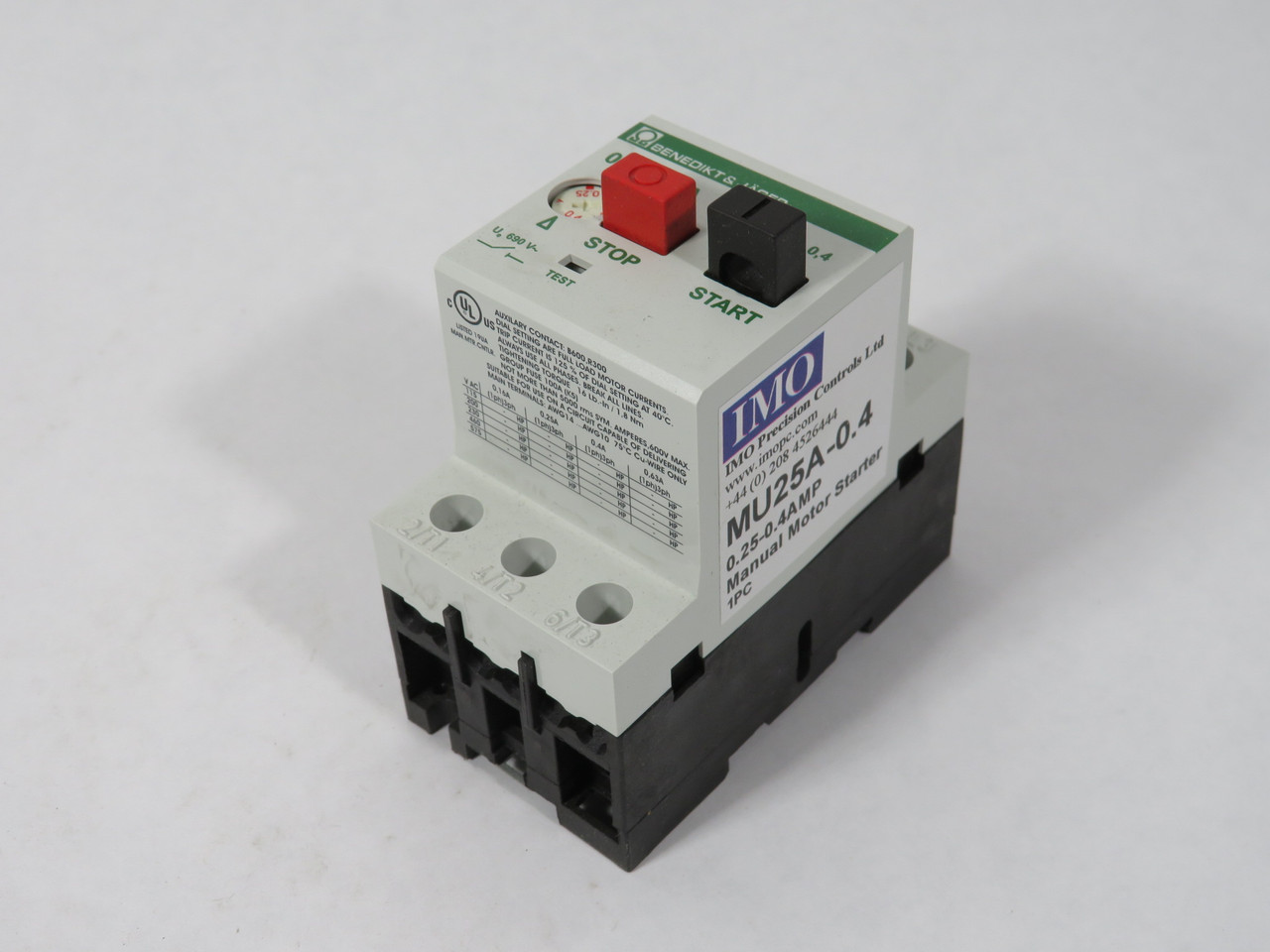 Benedikt & Jager MU25A-0.4 Manual Motor Starter 0.25-0.4A 690V NEW
