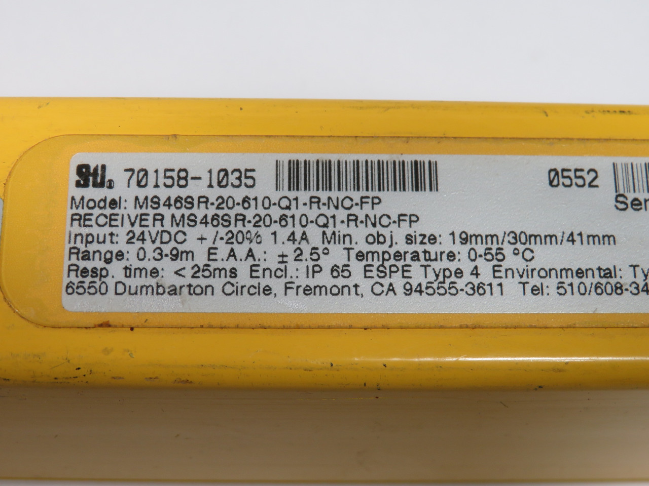 STI MS46SR-20-610-Q1-R-NC-FP Light Curtain Receiver 24VDC 1.4A SHELF WEAR USED