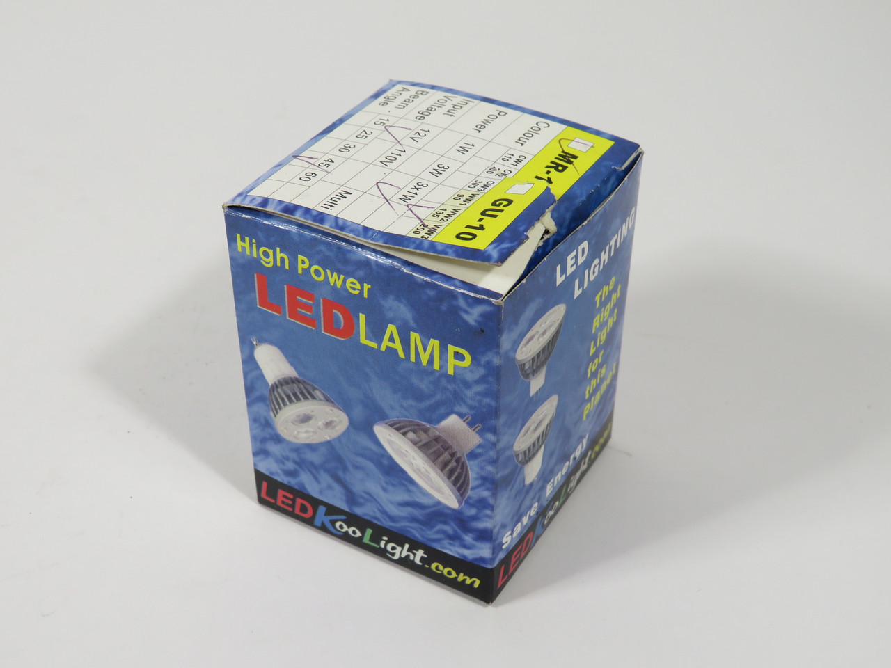 LED Koolight MR-16 LED Bulb 3x1W 12V BOX DAMAGE NEW