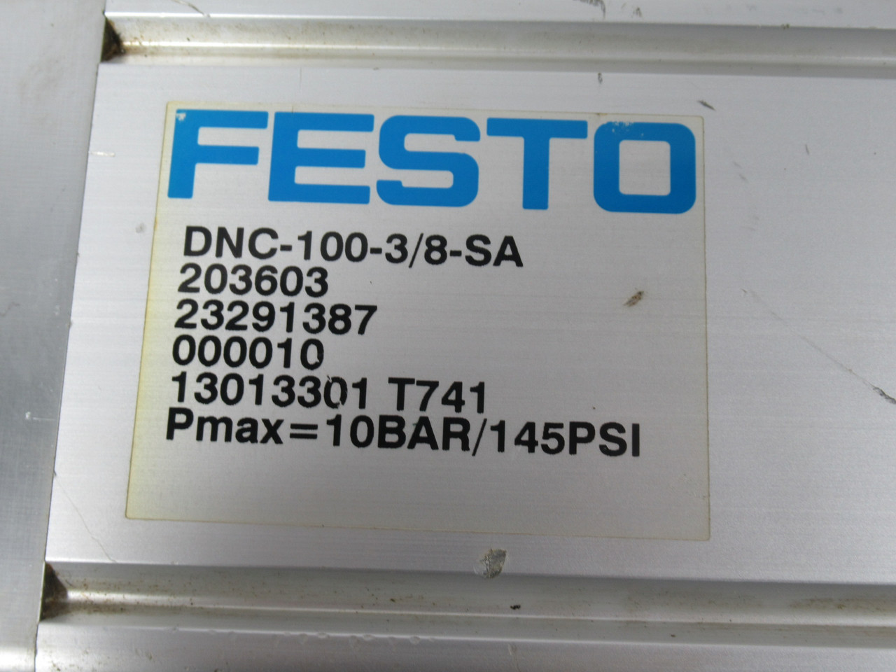 Festo 203603 DNC-100-3/8-SA Pneumatic Cylinder 100mm Bore COS DMG USED