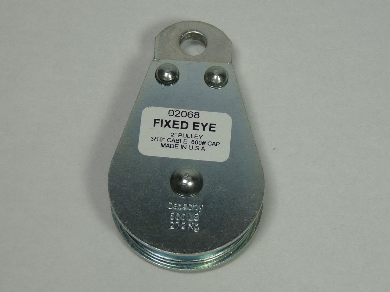 Block Division 02068 Cable Pulley 2” 600lb Capacity Fixed Eye For 3/16” Cables NOP