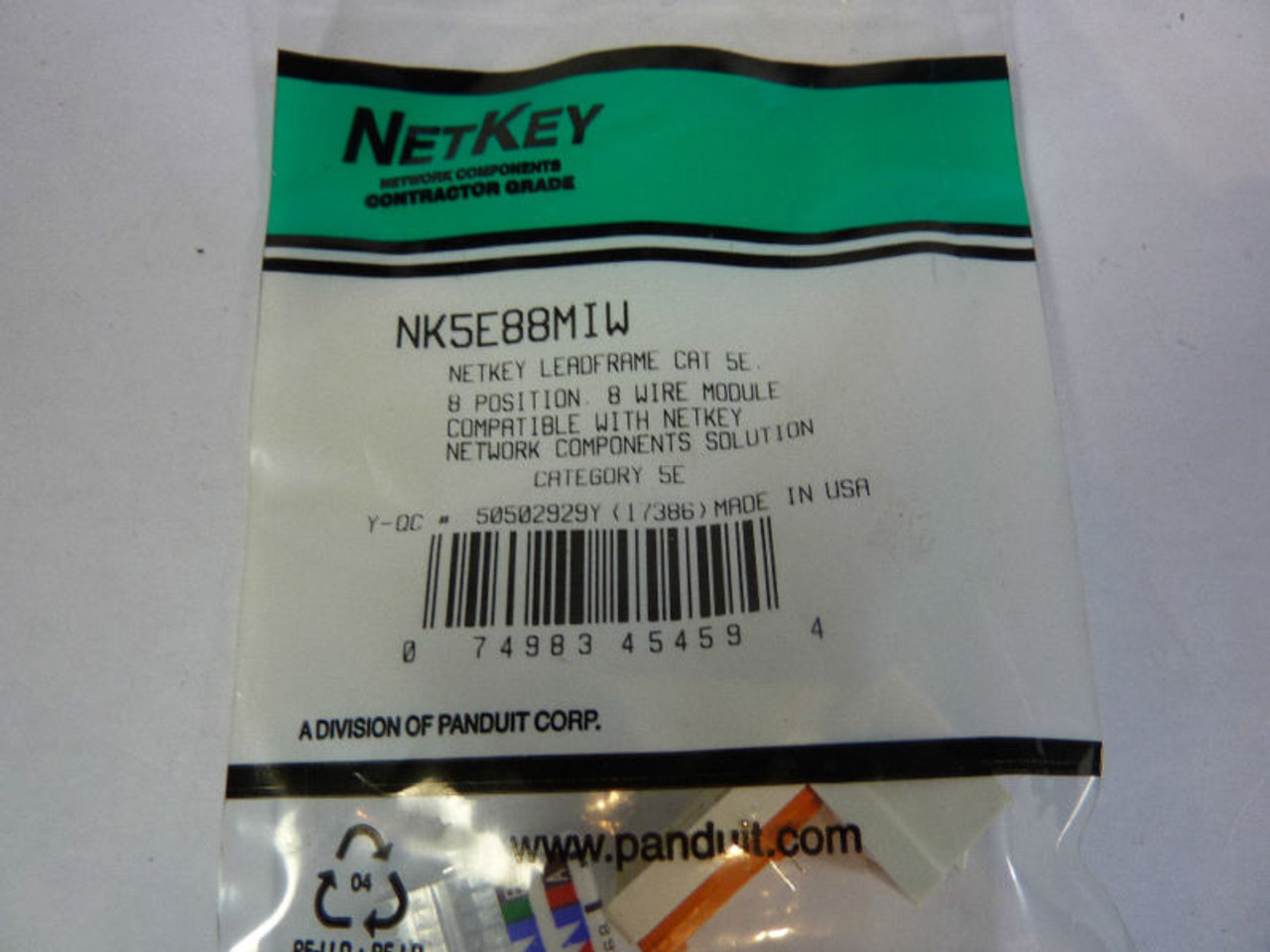 Panduit NK5E88MIW Netkey Leadframe 8Pos 8Wire Module NWB