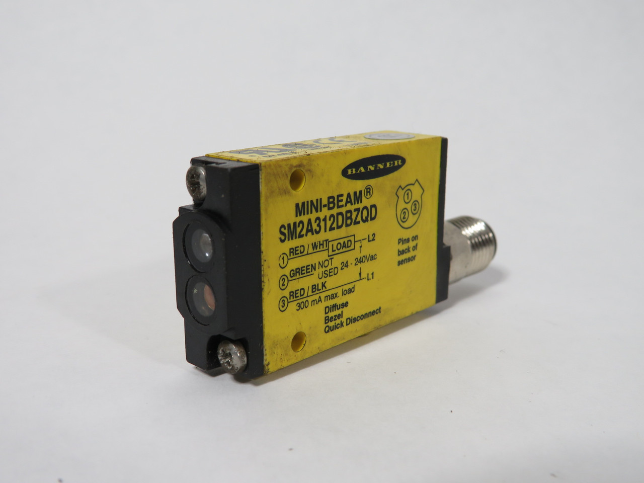 Banner SM2A312DBZQD Mini Beam Photoelectric Diffuse Sensor MISSING COVER USED