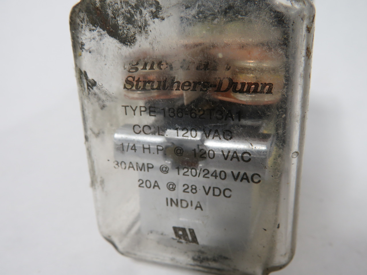 Struthers-Dunn 136-62T3A1 Relay 120V 30A@120/240V 20A@28VDC 8-Blade USED