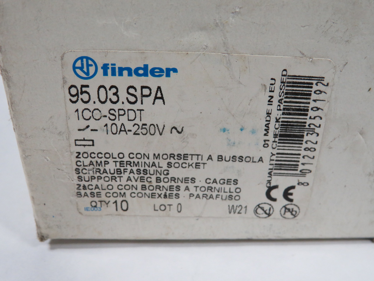 Finder 95.03.SPA Screw Terminal Relay Socket 250V 10A 10-Pack NO LABELS NEW
