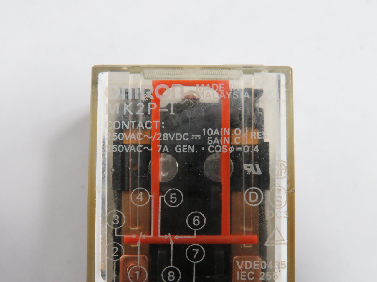 Omron MK2P-I-AC24 Plug-In Relay 24VAC 10A (NO) 5A (NC) 250V/28VDC 8-Pin USED