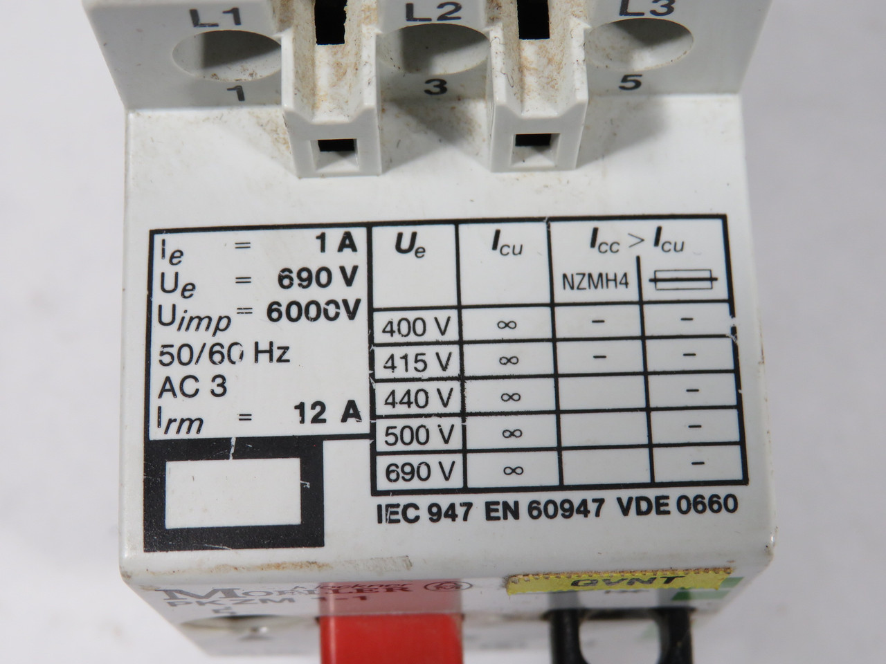Klockner-Moeller PKZM1-1 Starter Protector 0.6-1.0A 400/415/440/500/690V USED