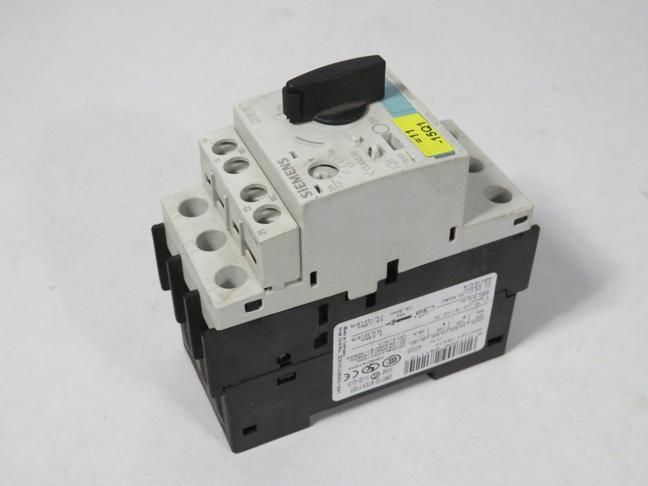Siemens 3RV1021-1BA10 Motor Starter Protector 1.4-2A 690V Class 10 1NO/1NC USED