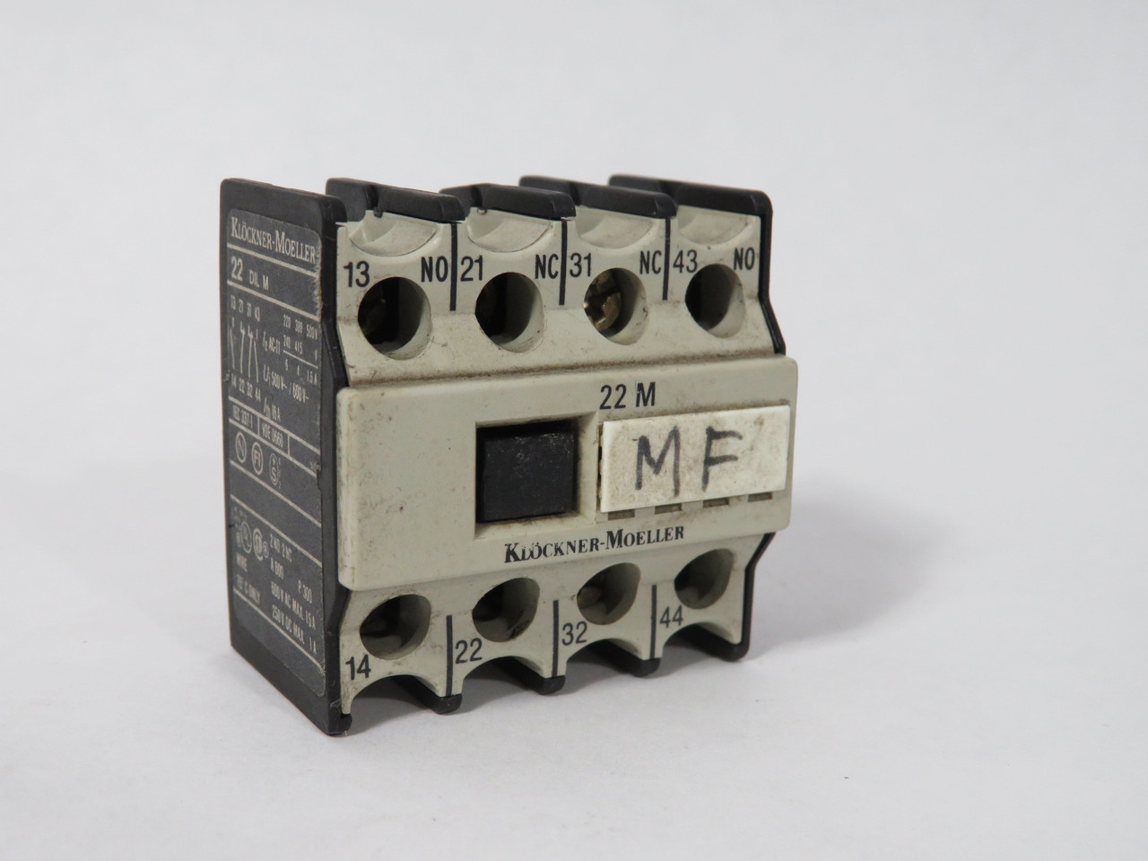 Klockner-Moeller 22DILM Auxiliary Contact Block 2NO 2NC 600V 16A USED