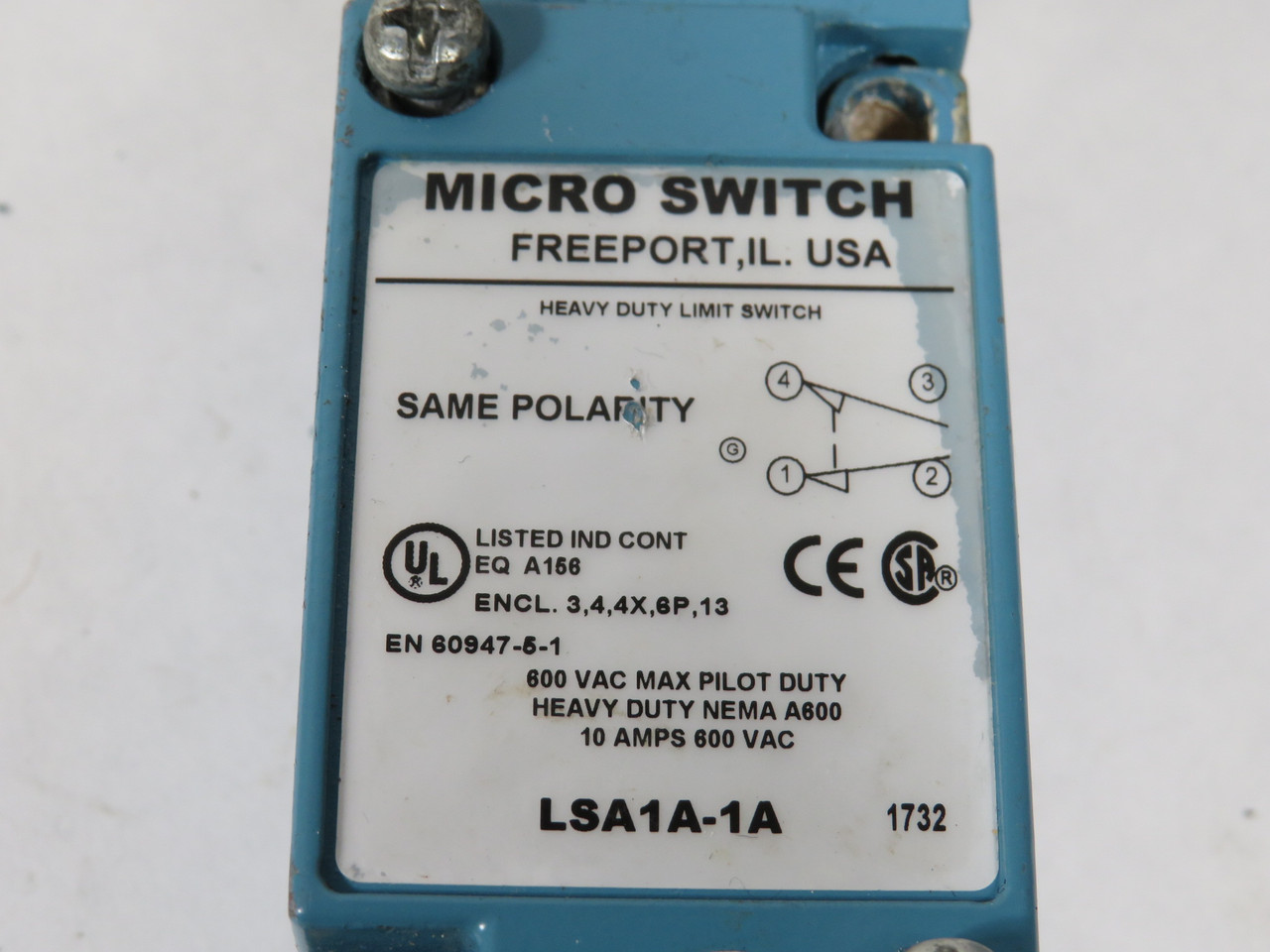 Microswitch LSA1A-1A Limit Switch 600V 10A C/W LSZ1J Head SHELF WEAR USED