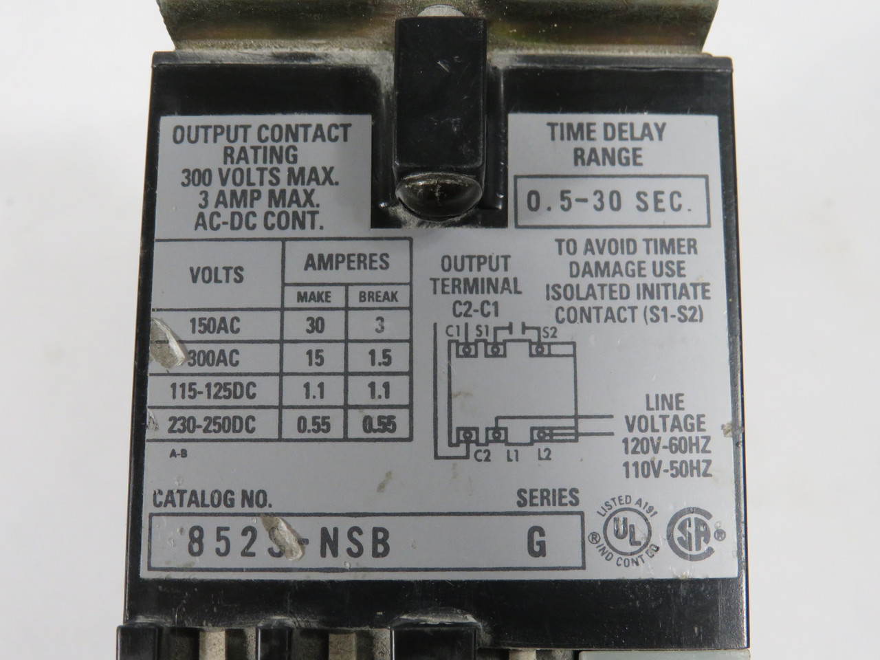Allen-Bradley 852S-NSB Series G Solid State Timing Relay 0.5-30s 300V 3A USED
