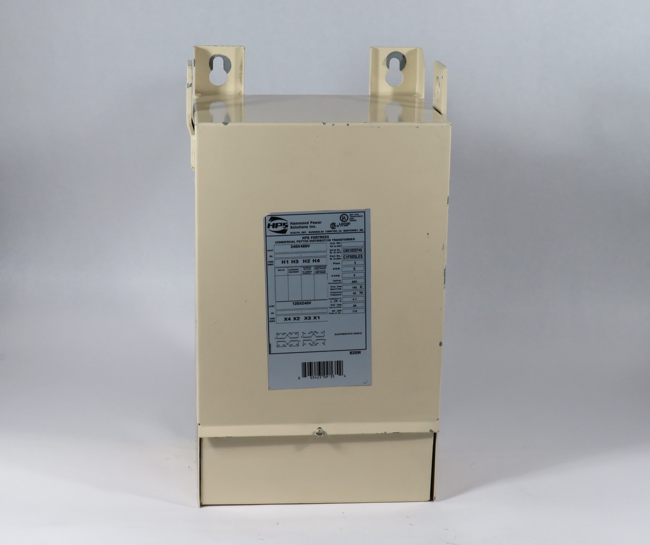 Hammond C1F005LES Industrial Control Transformer 5kVA Pri 240X480V USED