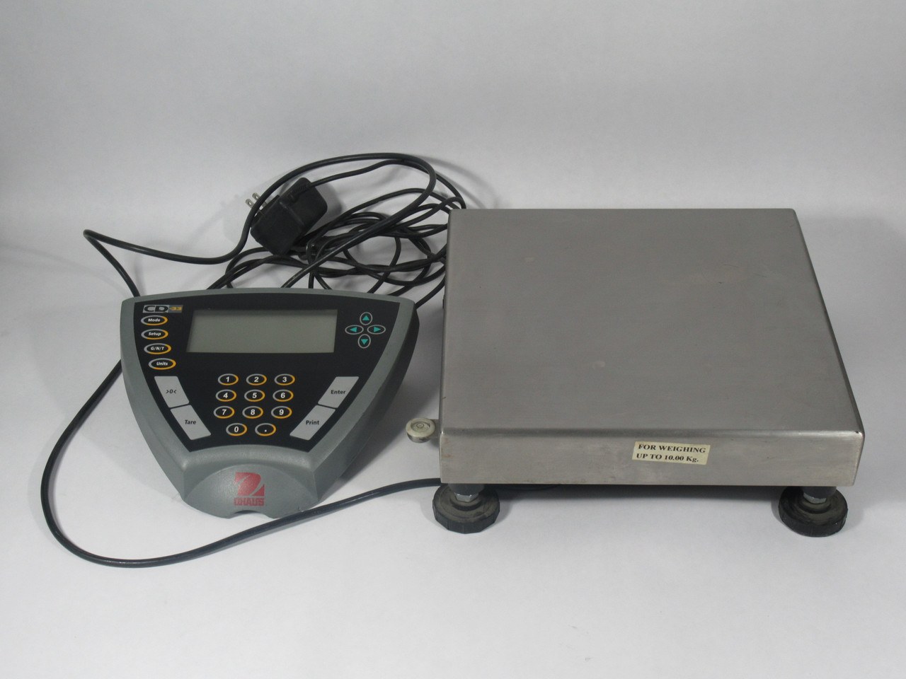 Ohaus CQ10R33 Champ Square Scale w/ CD-33 Indicator 25 x 0.002Lb USED