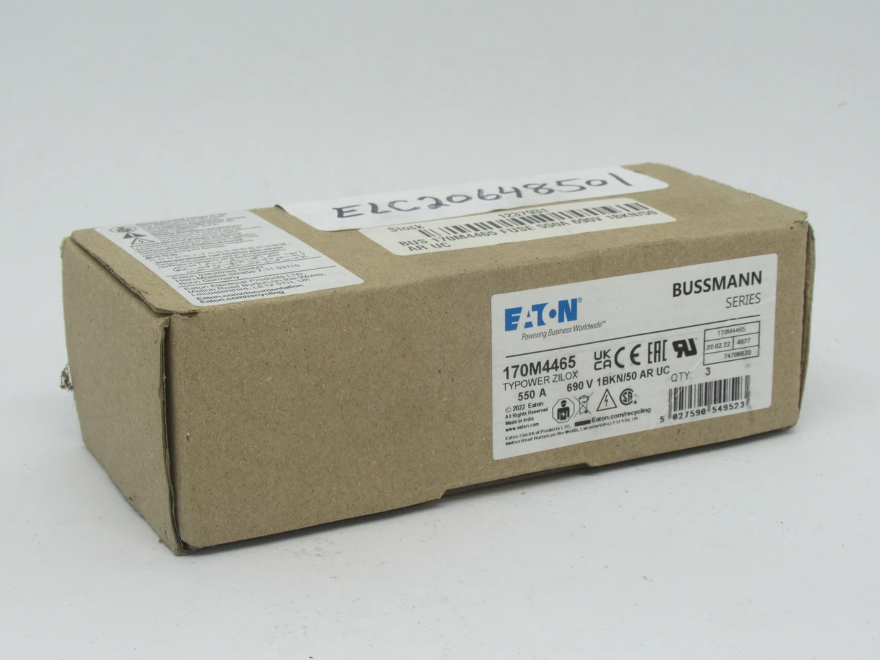 Eaton Bussmann 170M4465 High Speed Fuse 550A 690V 3-Pack NEW