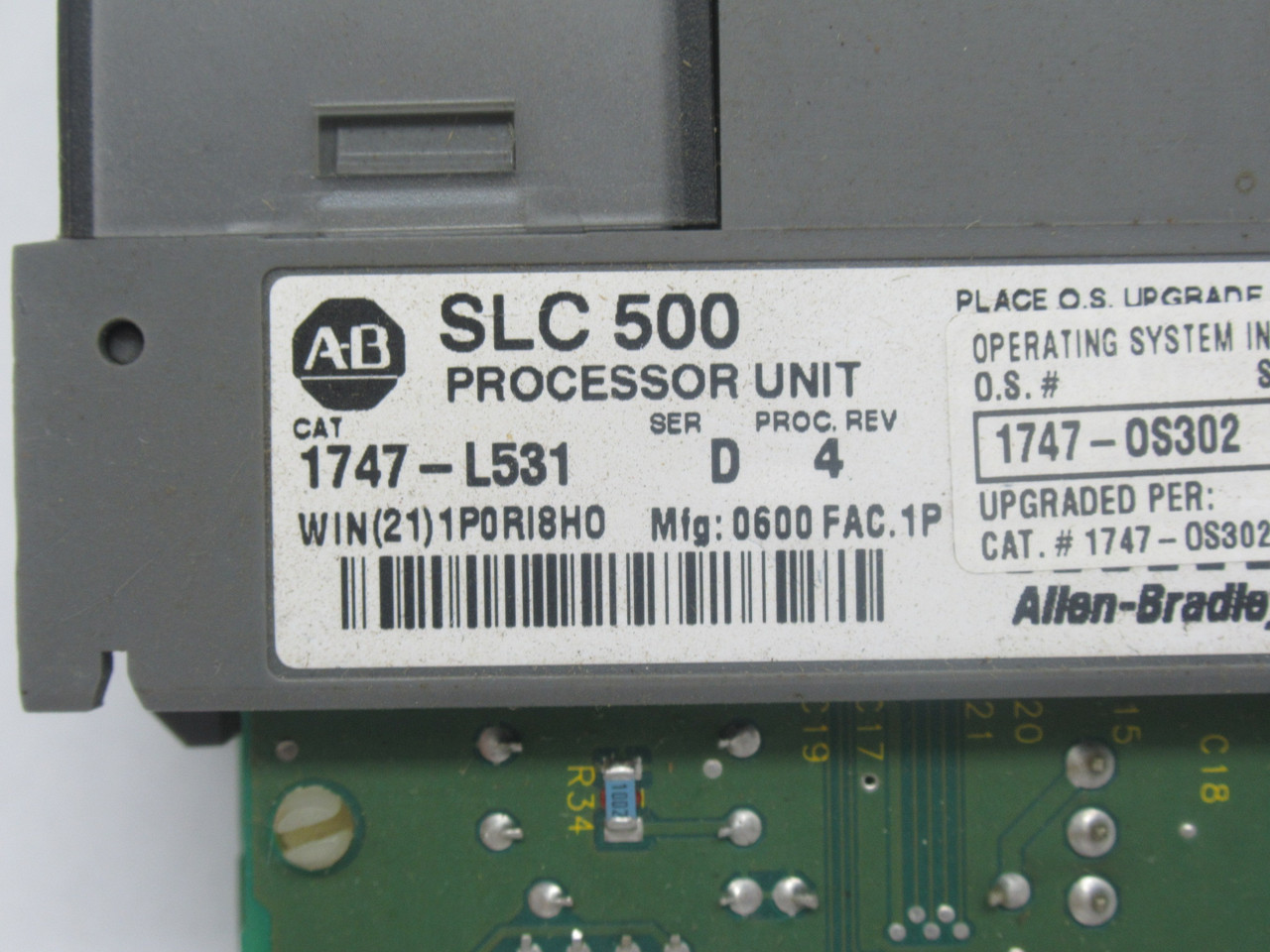 Allen-Bradley 1747-L531 Ser. D SLC500 Processor Unit *NO KEY/DOOR/BATTERY* USED