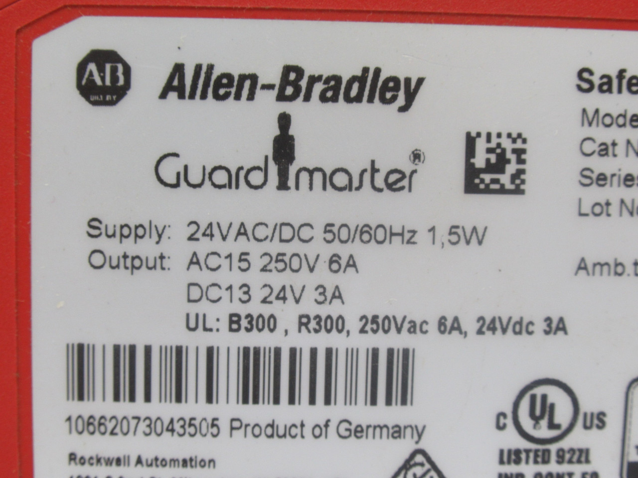 Allen-Bradley 440R-E23097 Guardmaster Safety Relay Ser. A 250VAC 6A 4NC USED