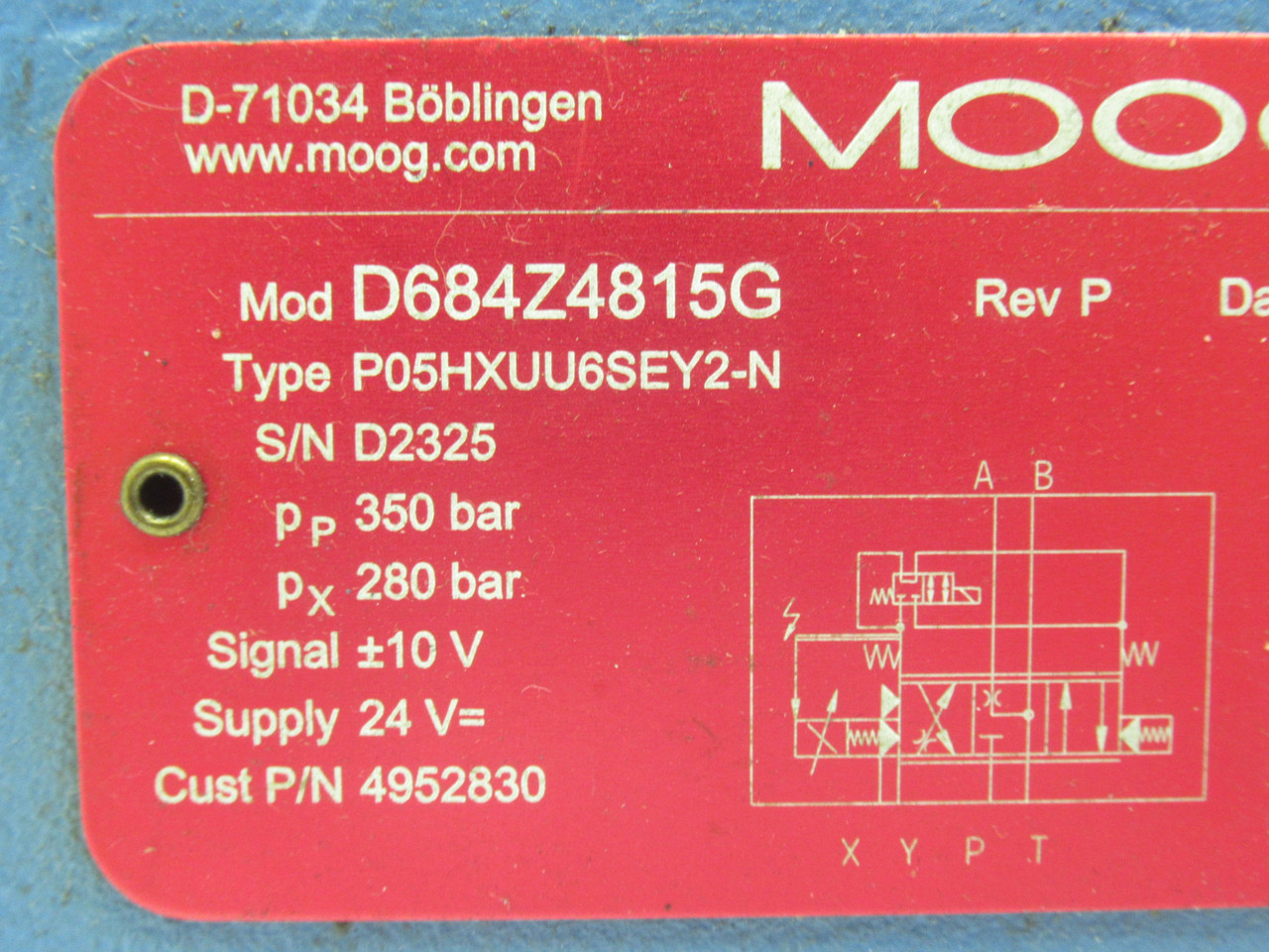 Moog D684Z4815G Proportional Control Valve 24VDC 280/350 bar USED
