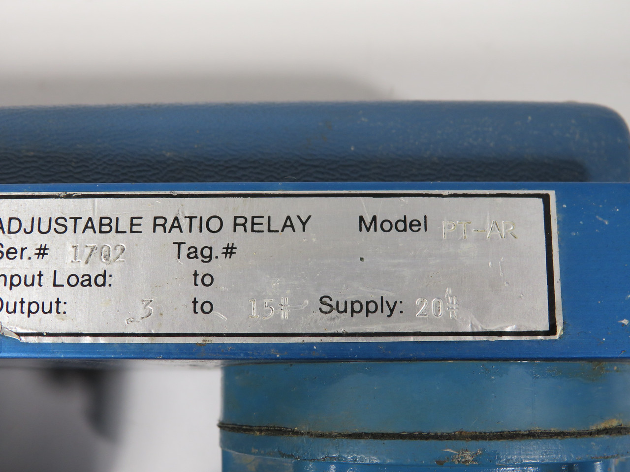 Pressure Machine Control PT-AR Adjustable Ratio Relay 20 psi USED