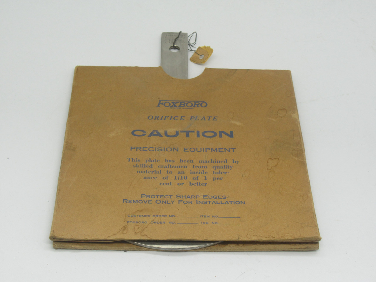 Foxboro 316 Orifice Plate 7.125" OD 4" x 1.1844" Inlet SHELF WEAR NEW