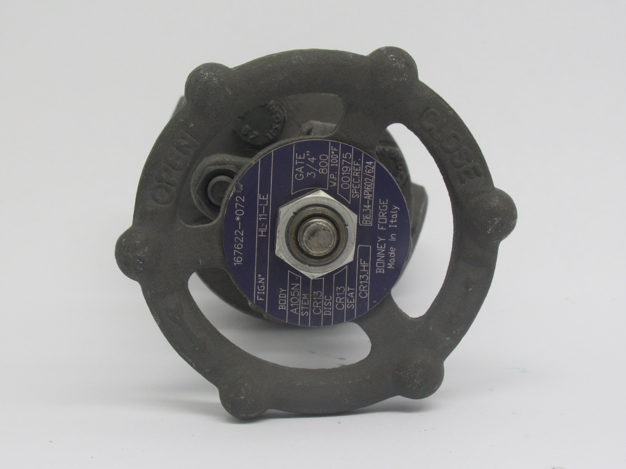 Bonney Forge HL11-LE Bonnet Gate Valve 3/4" Class 800 1975 psig USED