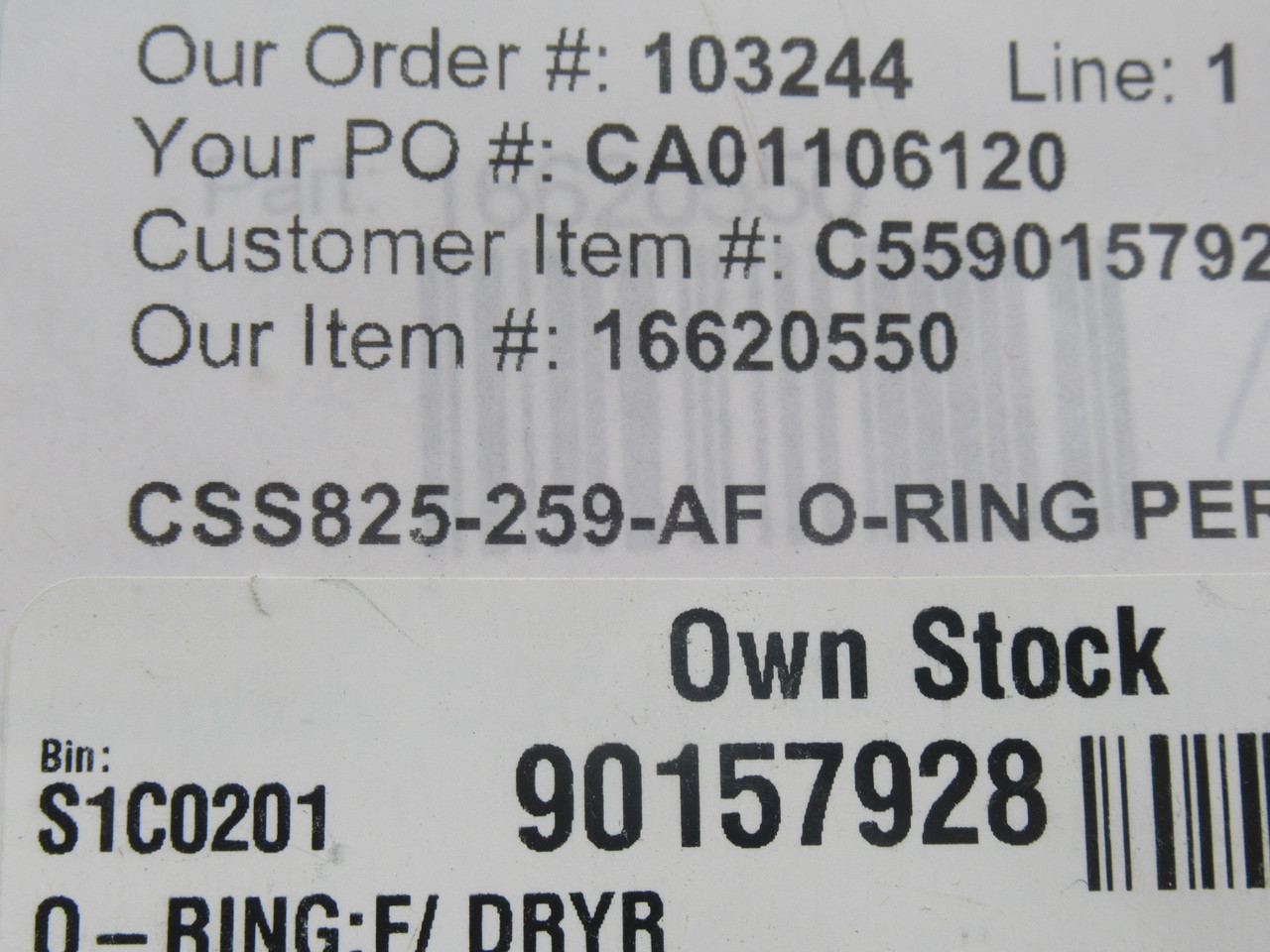 Kadant Johnson CSS825-259-AF O-Ring 6.234" ID 6.512" OD 4-Pack NWB