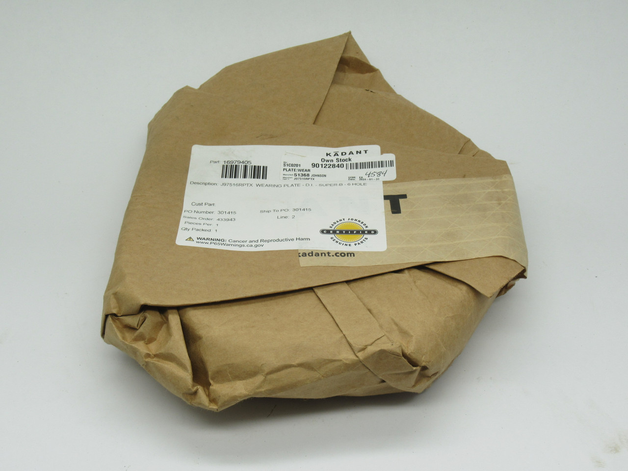 Kadant Johnson J97516RPTX Wearing Plate DI Super B 6-Hole *SEALED* NEW