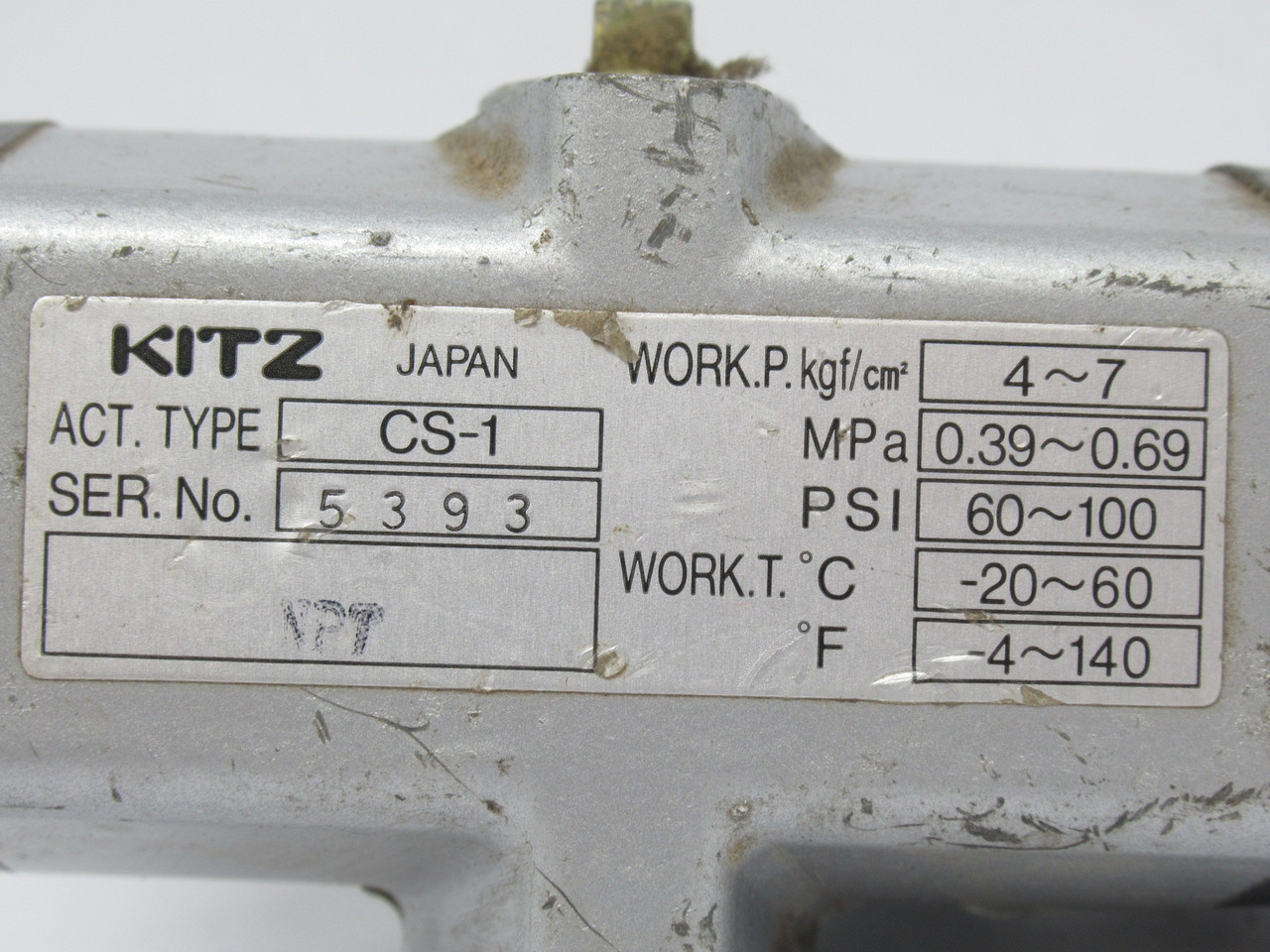 Kitz CS-AKUTE-1/4 Pneumatic Actuator 0.39-0.69MPa 60-100 psi USED