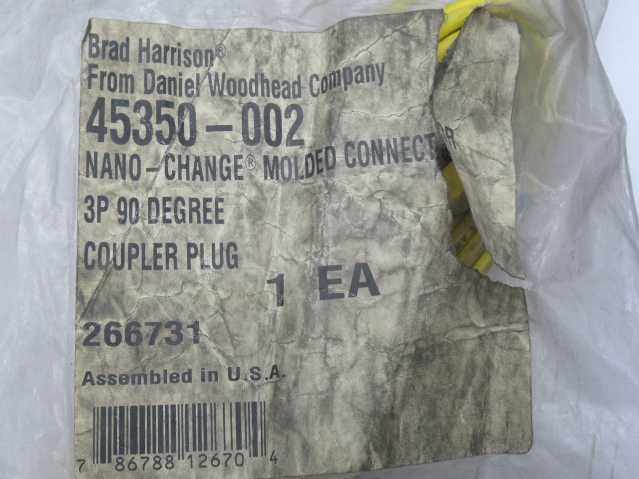 Brad Harrison 45350-002 Nano-Change Molded Connector Coupler Plug 3P DMG BAG NEW