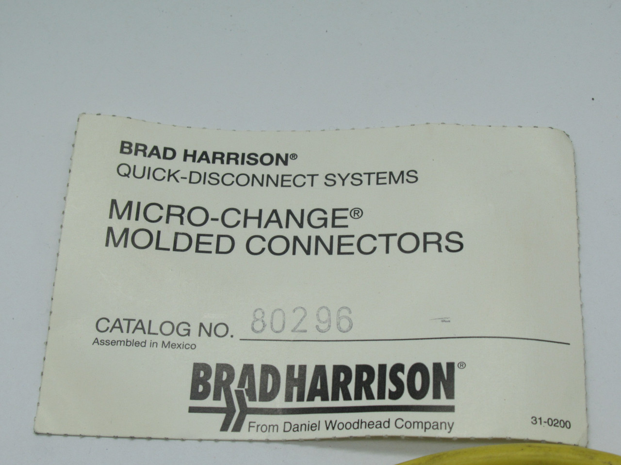 Brad Harrison 80296 Micro-Change Molded Connector 3A 300V USED