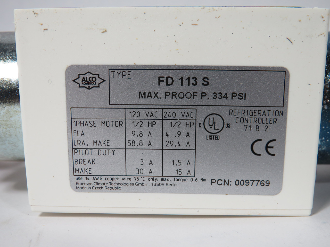 Emerson FD113S Differential Pressure Control 0.3-4.5 bar 4-65 psig 7/16" UNF NEW