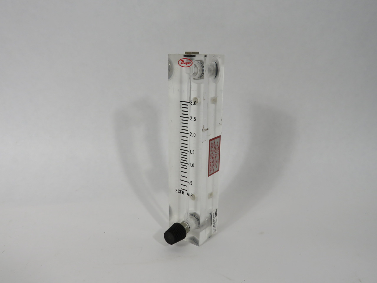 Dwyer VFB-50-SSV Acrylic Flowmeter 0.3-3 SCFH Air 4" Scale 1/8" NPT USED