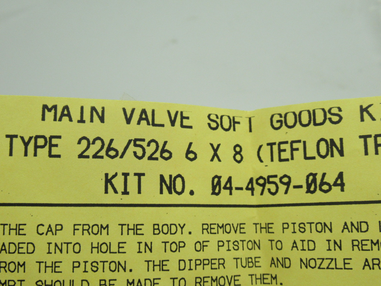 Anderson Greenwood 04-4959-064 Main Valve Soft Goods Kit Type 226/526 6x8 NEW