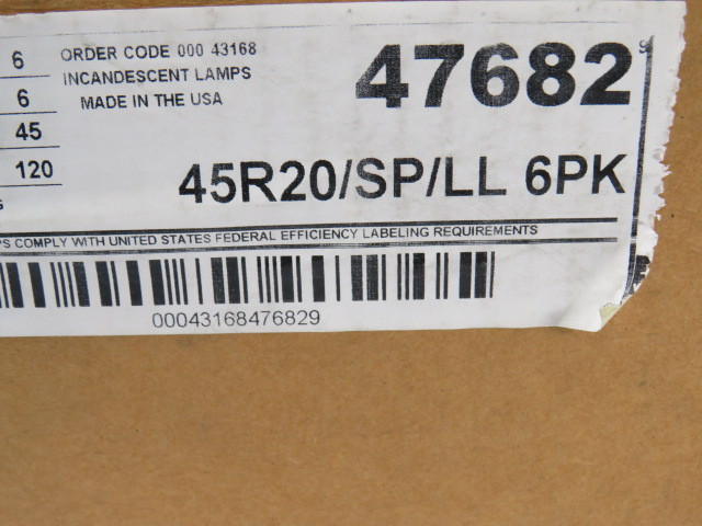 General Electric 45R20/SP/LL Soft White Floodlight 45W 120V 6-Pack BOX DMG NEW